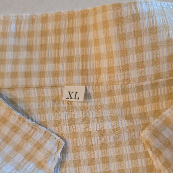 Women's Gingham Button-Down Midi Dress - Cream - Picture 2 of 6